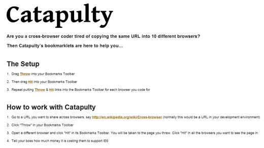 クロスブラウザの確認をするときにURLのコピペが必要なくなるブックマークレット「Catapulty」