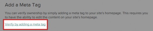 Verify by adding a meta tag