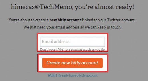 Create new bitly account