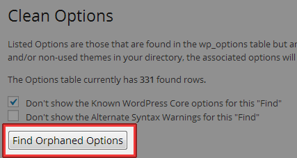 Find Orphaned Options