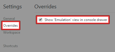 Show 'Emulation' view in console drawer