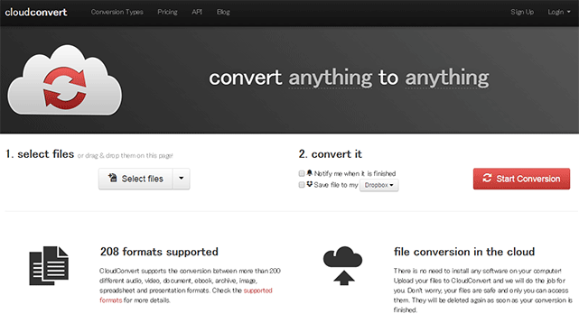 様々なファイルの形式を変換することができるWEBサービス「CloudConvert」