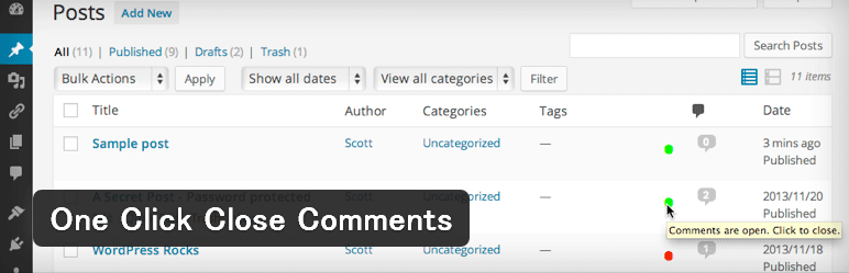 コメント欄の表示・非表示をワンクリックで切り換えられるWordPressプラグイン「One Click Close Comments」