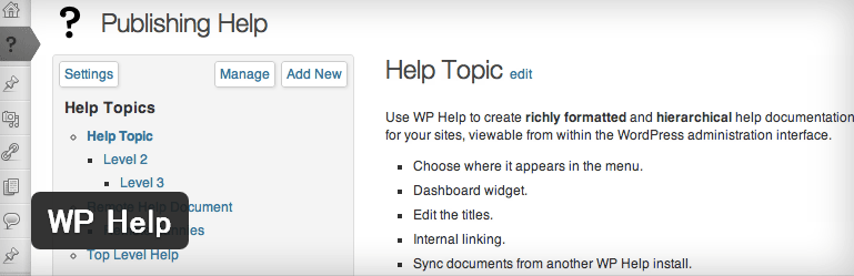 管理画面上に独自のヘルプ画面を作成できるWordPressプラグイン「WP Help」