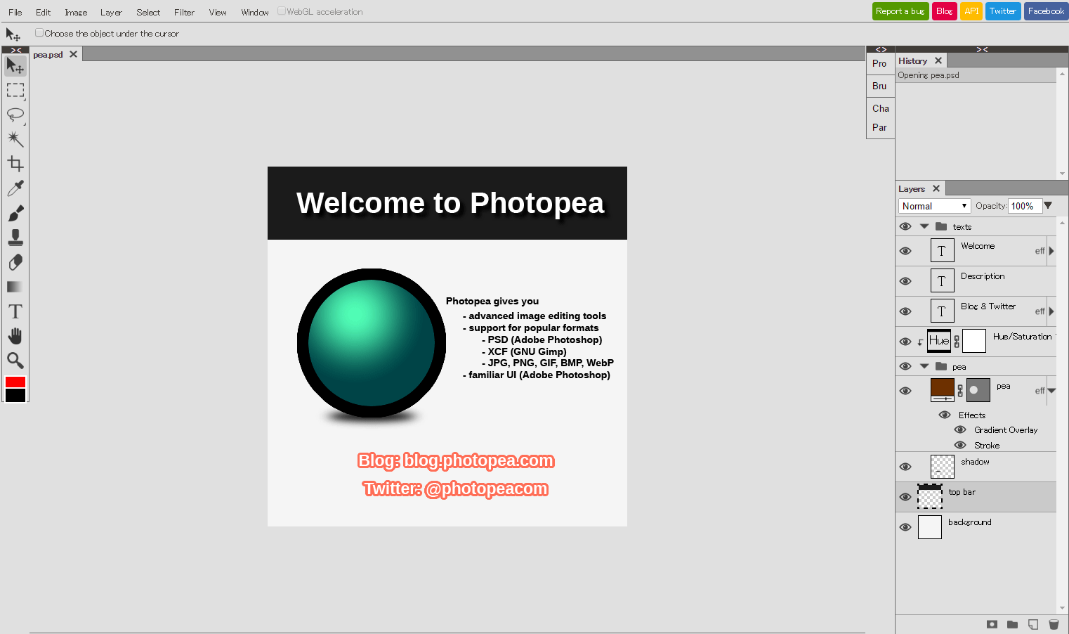 ブラウザ上でPSDファイルを開いて編集までできちゃう「Photopea」