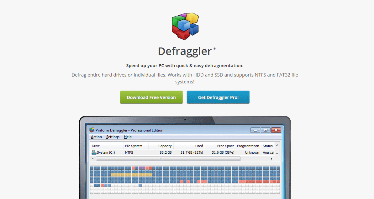 SSDに最適なデフラグが実行できるソフト「Defraggler」