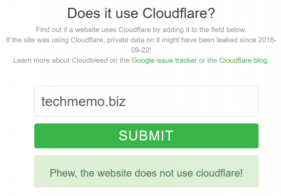 Phew, the website does not use cloudflare!