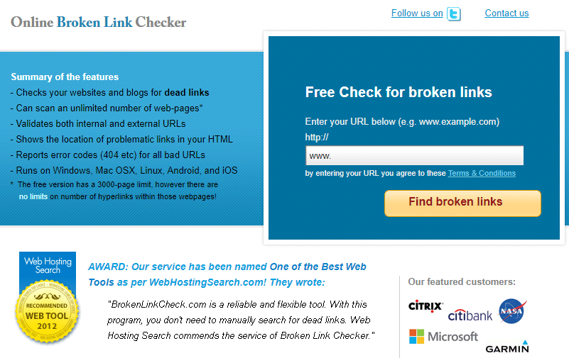 簡単にサイト内のリンク切れがチェックできるWEBサービス「Online Broken Link Checker」