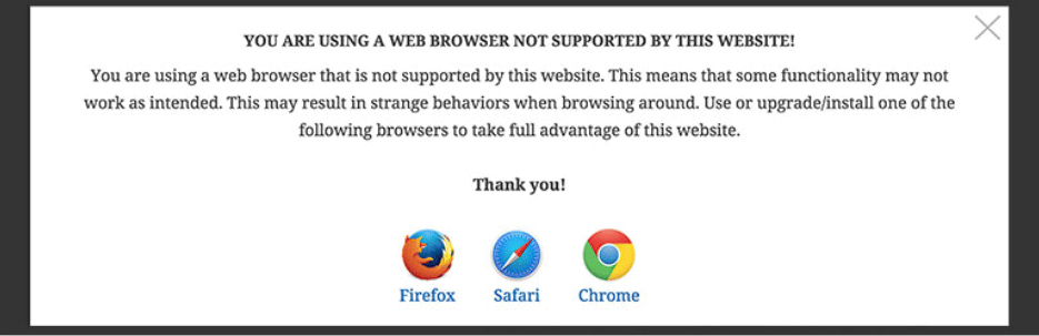 サポート外のブラウザからアクセスがあった時に警告を表示することができるWordPressプラグイン「Advanced Browser Check」