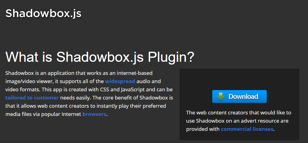 単体で動作するシンプルなlightbox系スクリプト「Shadowbox.js」