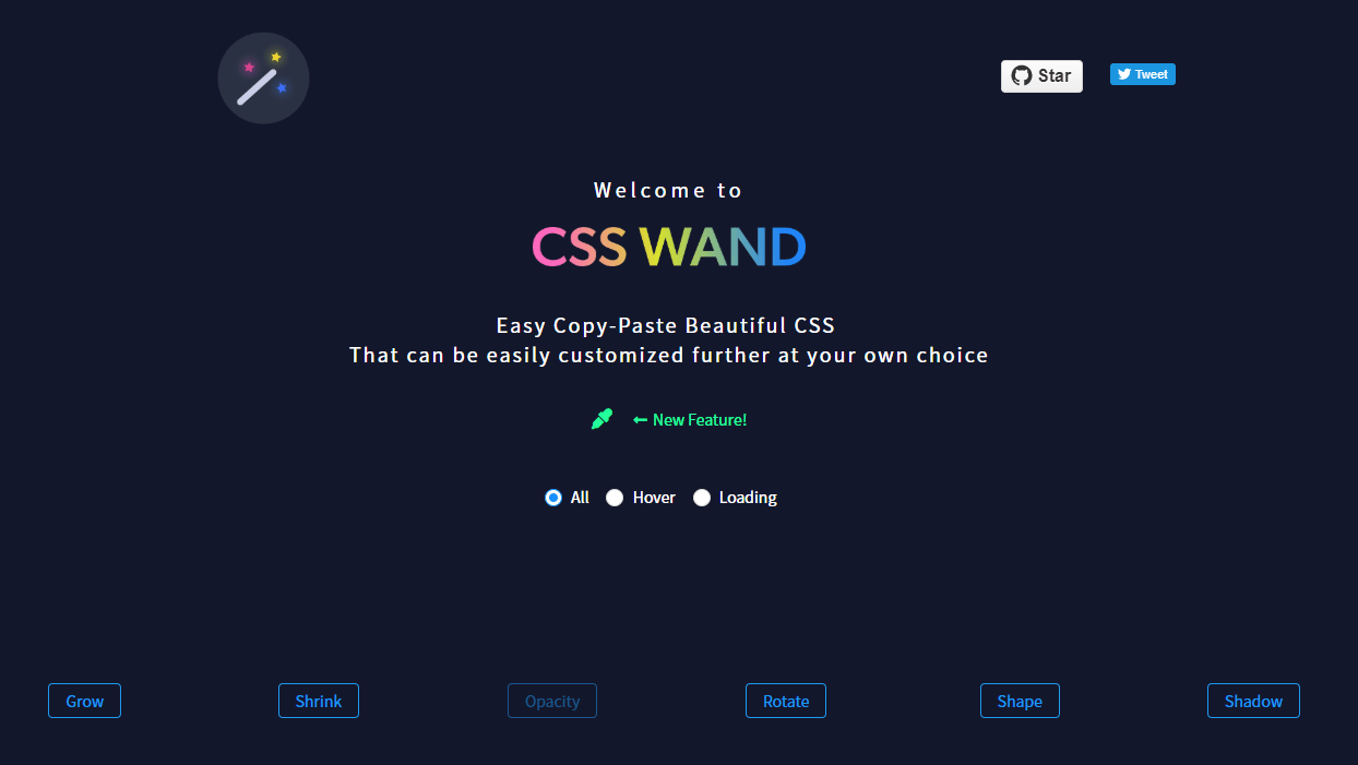 ホバーエフェクトやローディングアニメーションのHTML/CSSがまとめられているWEBサービス「CSS WAND」